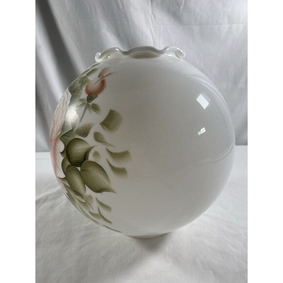 Antique Gone With The Wind Globe Lamp Shade Hand Painted Pink Floral Roses READ - Picture 2 of 14